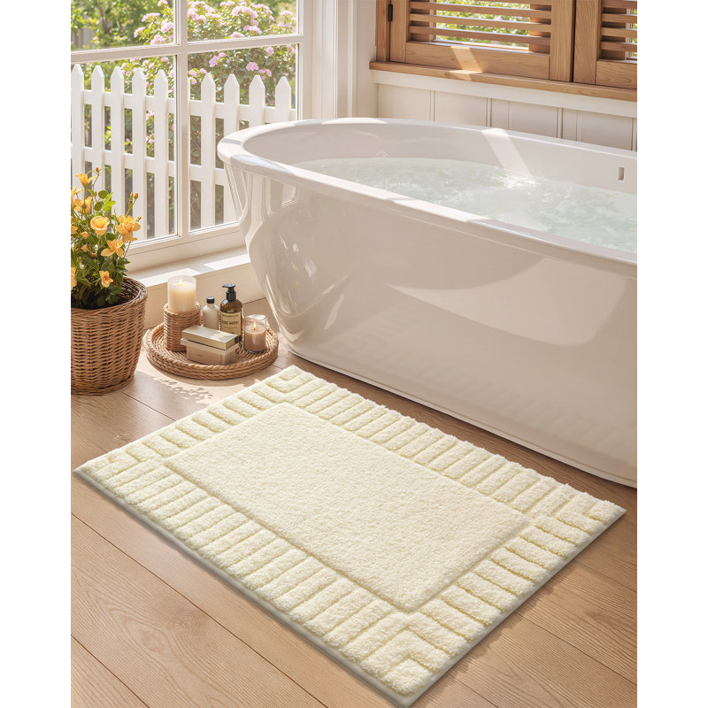 Kaziyah Microfiber Bath Rug, 24" W x 60" L, Cream