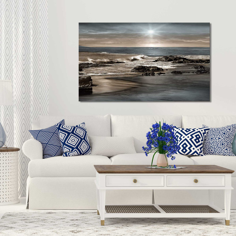 «Blue Sea Sunset II», reproduction sur toile, H 28 po x l 48 po x P 1,5 po, Toile tendue