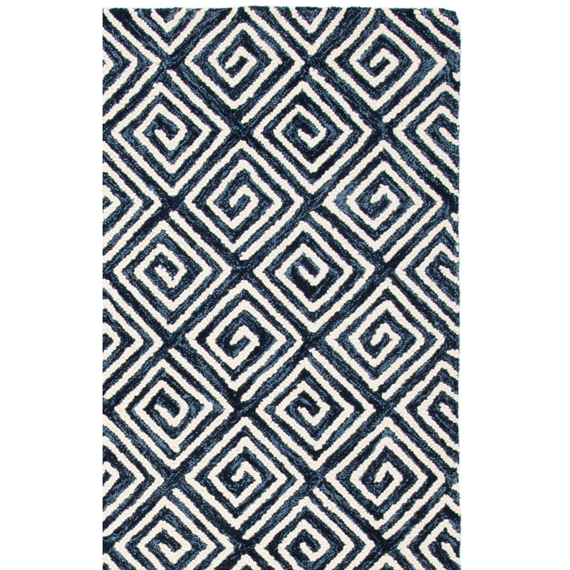 Tashieka Hand Tufted Wool And Cotton With Latex Geometric Rug, Rectangle 3' x 5'