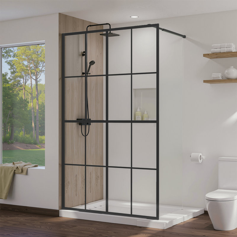 46" W x 72" H Walk-in Wet-room Shower Door with Clear Tempered Glass