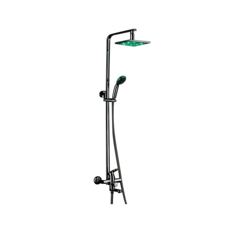 Juno 8 Inch LED Shower Set with Handheld Shower Head and Mixer Faucet, Chrome Wall Mount