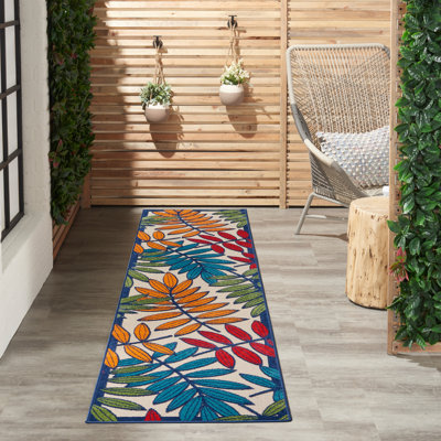 Tapis or, vert et bleu à motif floral pour l'intérieur et l'extérieur Eaglin