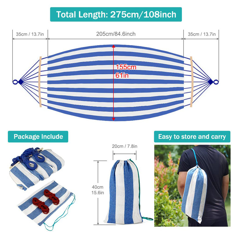 Adesina Double Spreader Bar Hammock, Blue