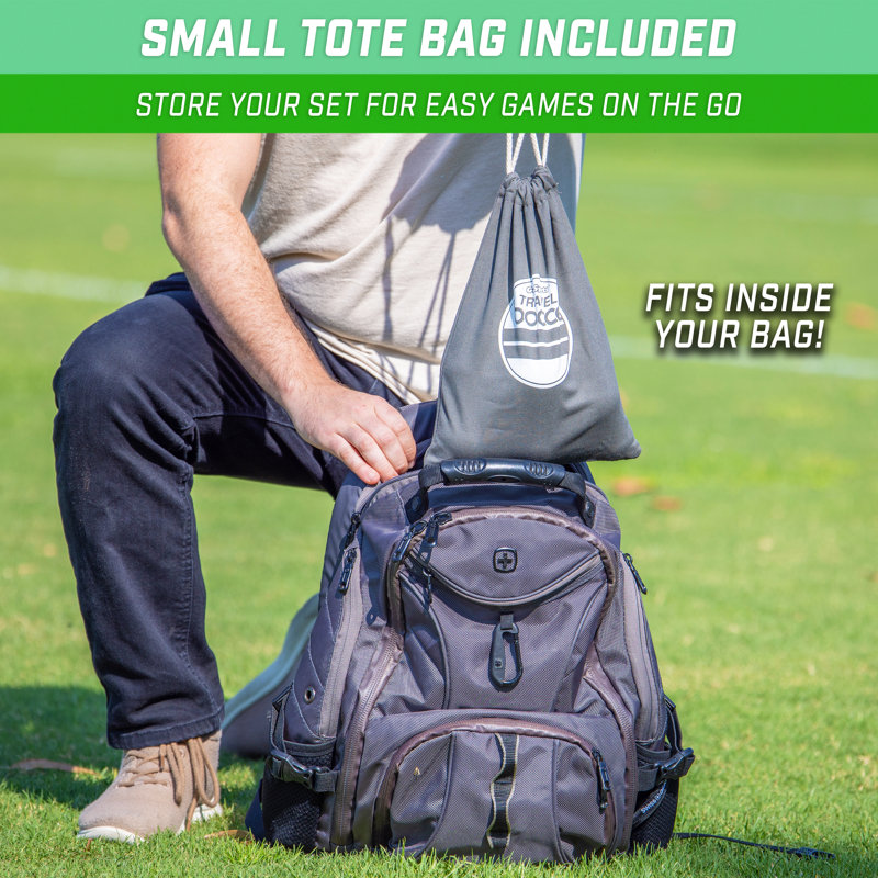Ensemble de mini jeu de pétanque de format voyage de 65 mm avec 8 balles, Pallino, sac fourre-tout et corde à mesurer Gosports