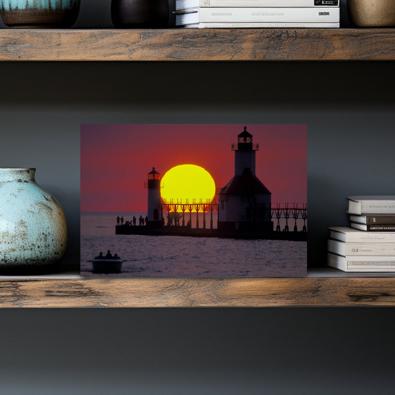 Lighthouse At Sunset St. Joseph Michigan USA by Vito Palmisano - Wrapped Canvas Print, 45.72 cm H x 30.48 cm W