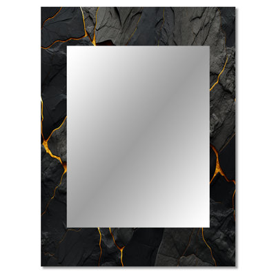Taliesen volcano Volcanic Veins - Volcano Decorative Wall Mirror, Traditional Large Mirror, Printed Metal Art