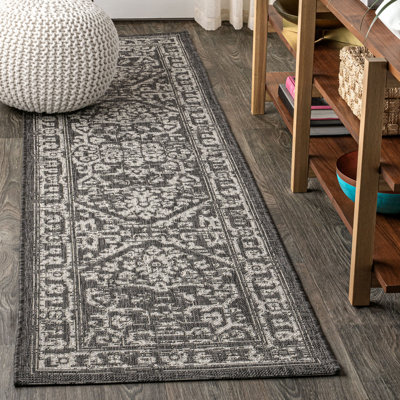 Tapis intérieur / extérieur noir / gris Massimo Bohemian Medallion