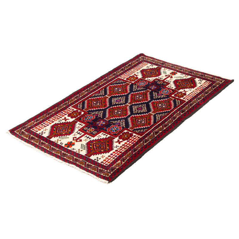 Tapis rectangulaire en laine noué à la main de conception unique 3 pi 5 po x 6 pi 4 po One Age of a Kind