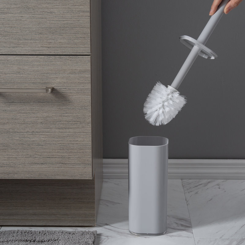 Gray Acrylic Toilet Brush Set with Holder, 2 Pack