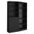 Set of Two 71" Black Five Tier Bookcase With Two Doors-111400428