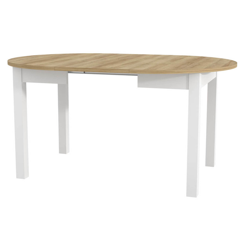 Homou 105-240 cm Extendable Dining Table, Riviera Oak, White Matt