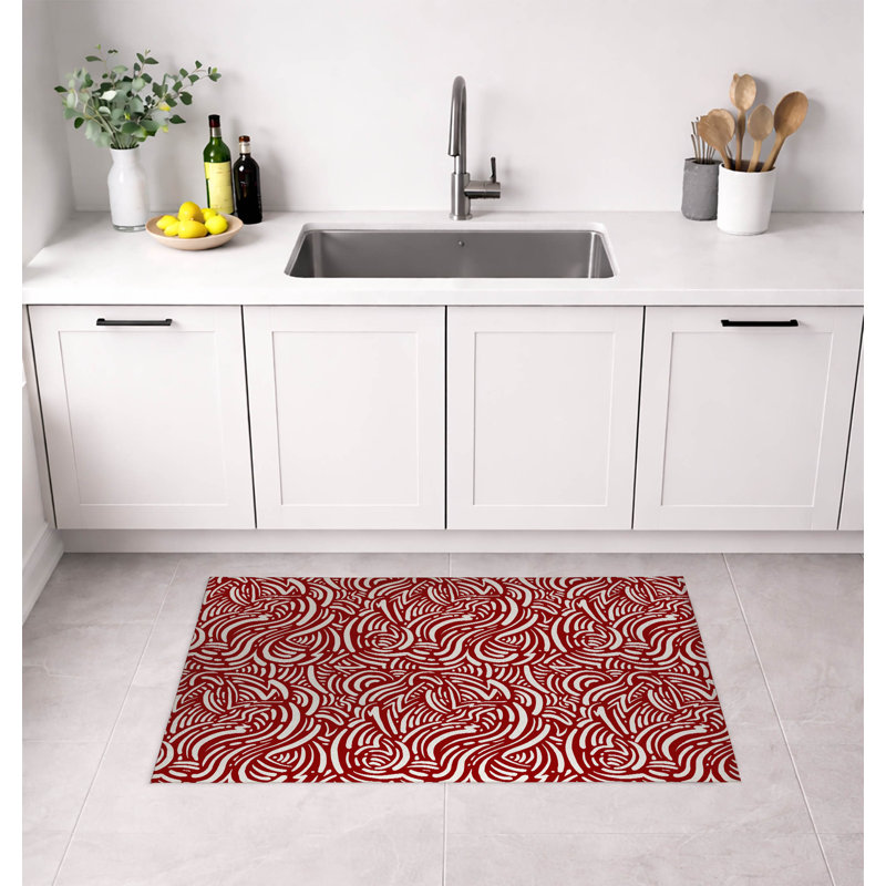 Tapis de cuisine Cozy Swirl, Rectangle 4' x 6', Cranberry Red Geometric