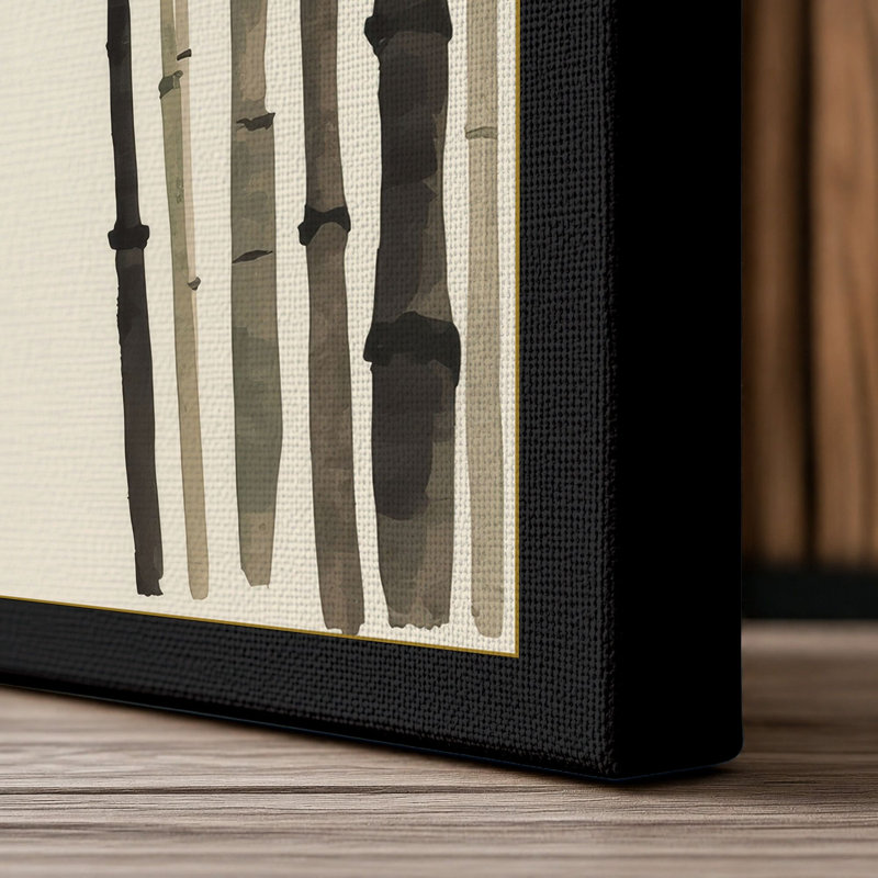 Bamboo Grove Japandi - Wrapped Canvas, 36x24 - 91.4 x 61.0 cm, Black Border