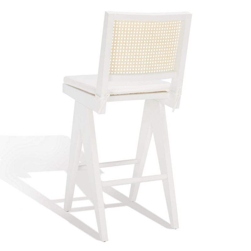 Colette Rattan Barstool, White/Natural, Bar Stool (28.7" Seat Height)