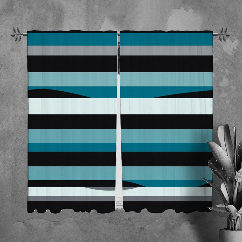 Horizontal Window Curtains Pattern Black Drapes 7735, L 20 po x L 61 po