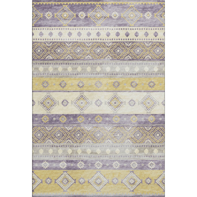 Premium Machine Washable Mayfield AMF118 Geometric Rug, Desert, 9' x 12'
