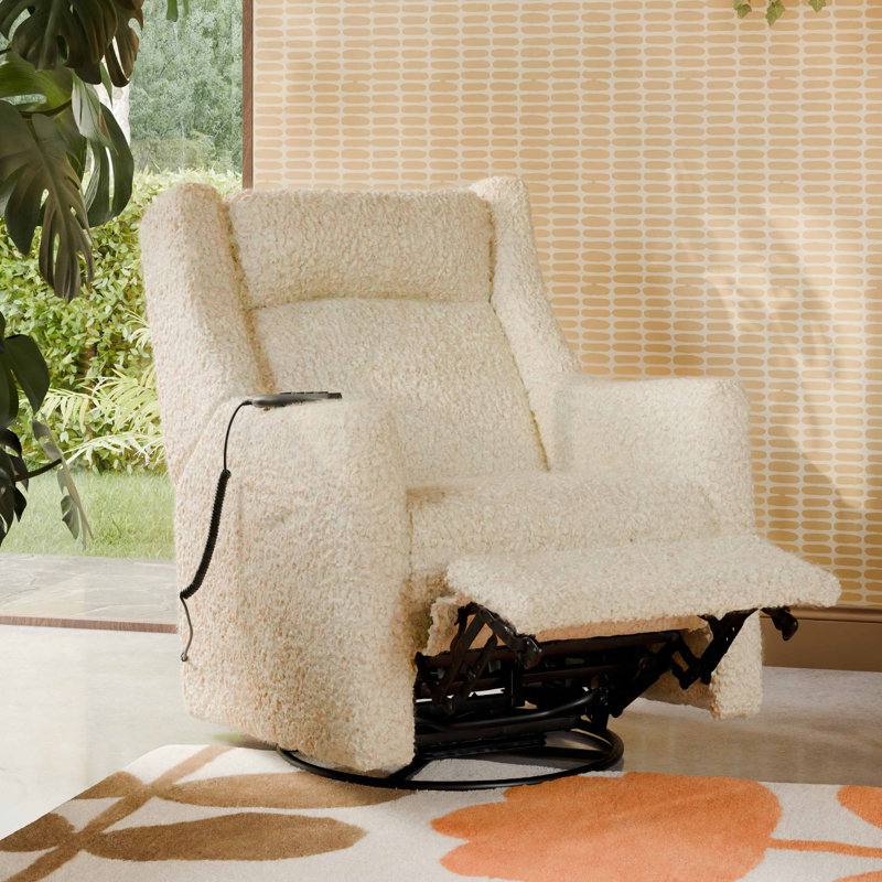 Kiwi Deluxe Power Recliner and Swivel Glider with Heat and Massage, Performance Cream Eco-Weave