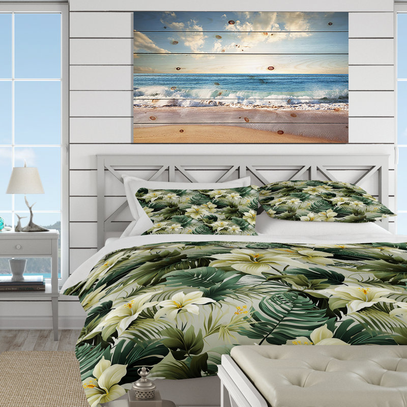 Subdued Tropics Tropical Pattern - Ensemble de housse de couette tropical, Housse de couette simple + 1 taie décorative stan