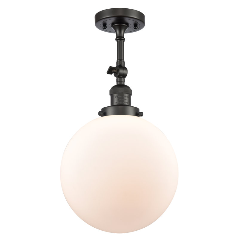 Plafonnier semi-encastré 10 po Zarmayr, Blanc mat, Ampoule non incluse, Bronze huilé