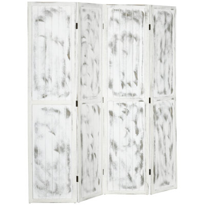 Folding Room Divider 5.5' 4 Panel Room Divider Folding Privacy Screen Panels, White