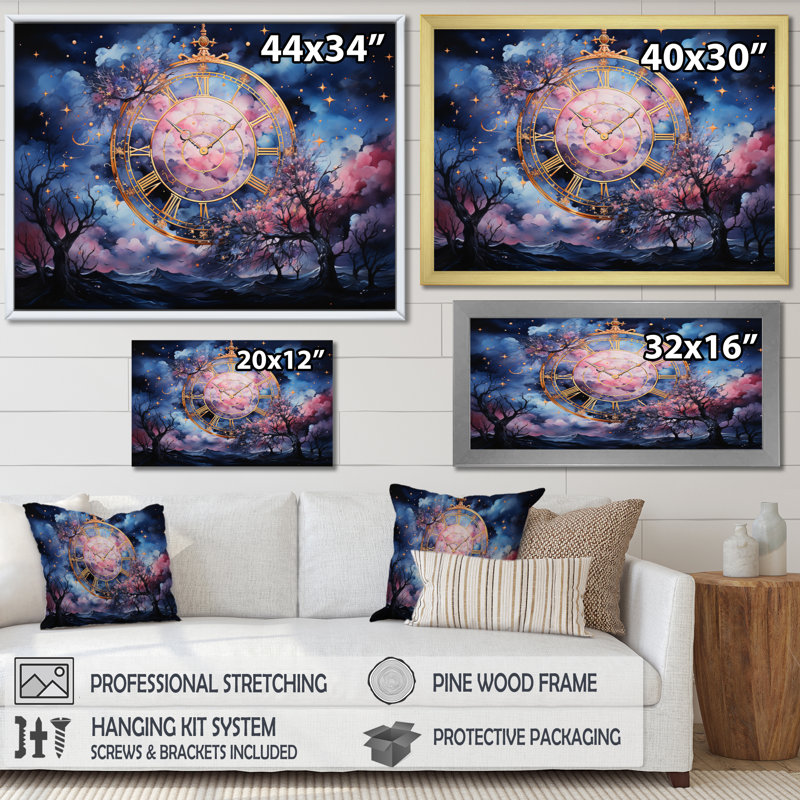 Astrologie étoilée d'oracle I, reproduction d'art sur toile, H 34 po x l 44 po x P 1,5 po, Cadre flottant noir