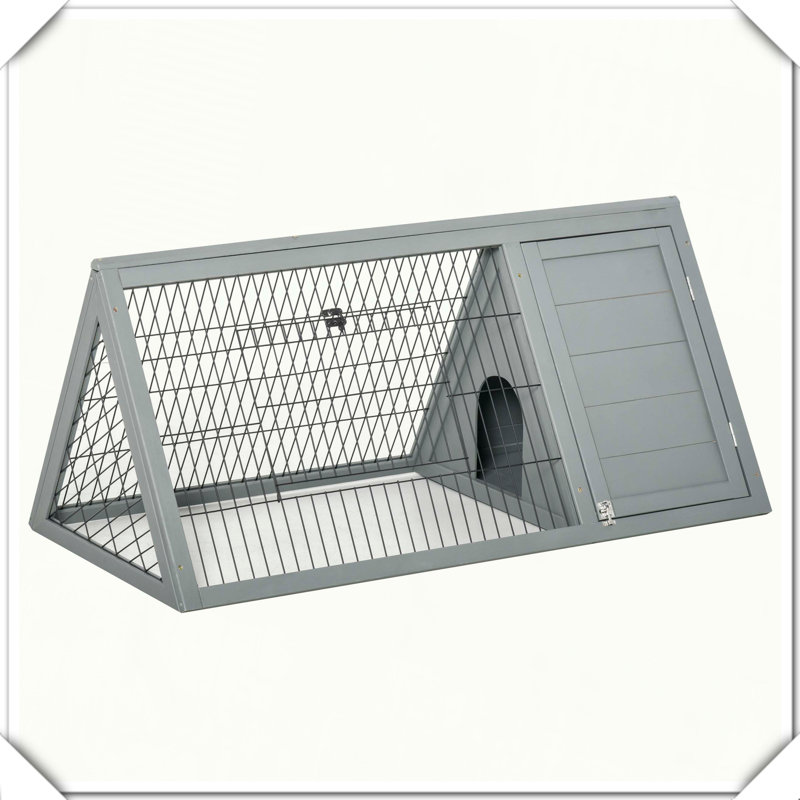 Cage à lapin en bois pour l'extérieur avec structure en A et fil de ventilation extérieur, Jaune