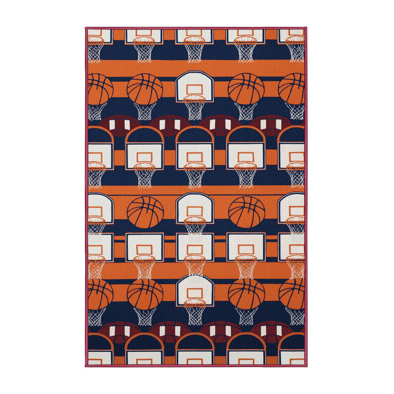  Tapis de basketball lavable avec panier et panier, Rectangulaire 3 pi x 5 pi