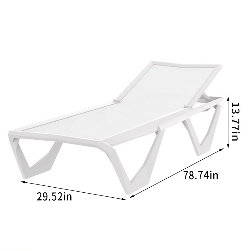 Adjustable Aluminum Outdoor Chaise Outdoor Chaise Lounge, White