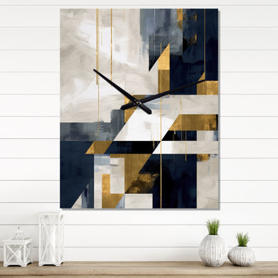 Gold Blue Shapes In Harmony - Abstract Shapes Very Wall Clocks