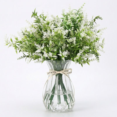 8 paquets de plantes artificielles lavande avec vase, verdure extérieure résistante aux rayons UV