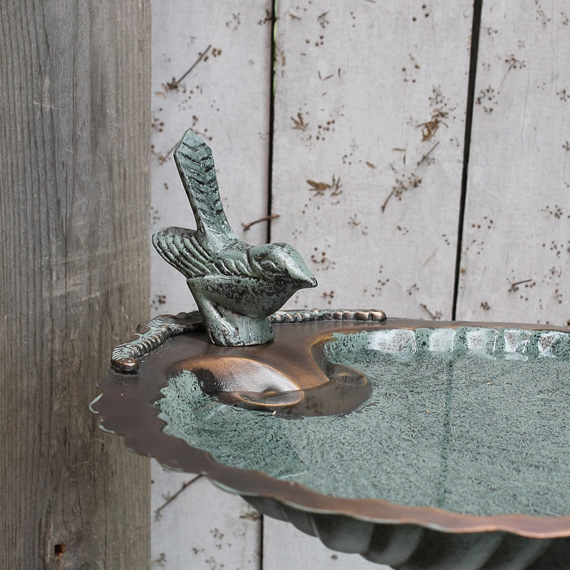 Antique Brass Scallop Shell Birdbath with Tripod Stand