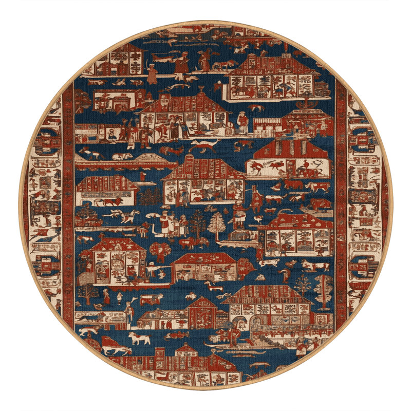 Tapis brun turc lavable à la machine, Rond 5 pi