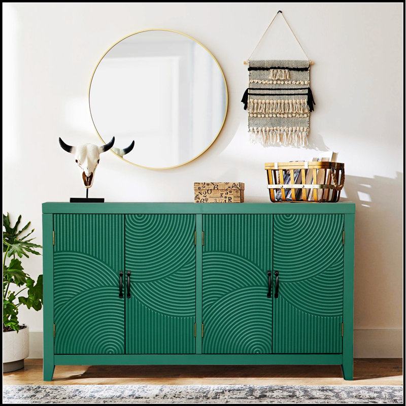 Armoire d'appoint Mid-Century moderne à 4 portes, parfaite pour le rangement et la décoration élégante dans plusieurs pièces