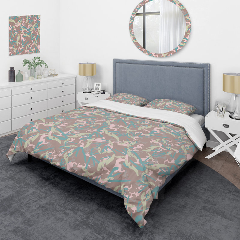 Ensemble de housse de couette en microfibre brun / rose / bleu 3 pièces