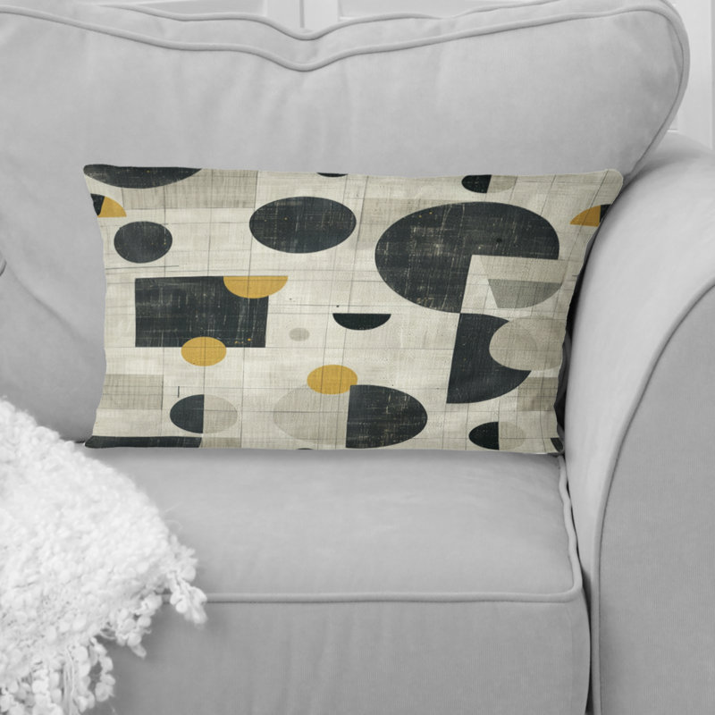 Coussin lombaire noir Midcentury Shapes II - Midcentury