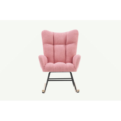 Chaise berçante, chaise de lecture à pieds en bois massif avec revêtement en tissu, fauteuil Nap pour les salons, les chambres à coucher, les bureaux, le meilleur cadeau, le tissu