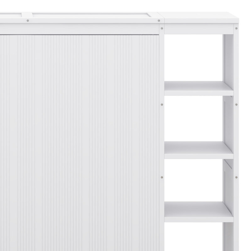 Lit escamotable moderne avec bibliothèque, Double, Blanc