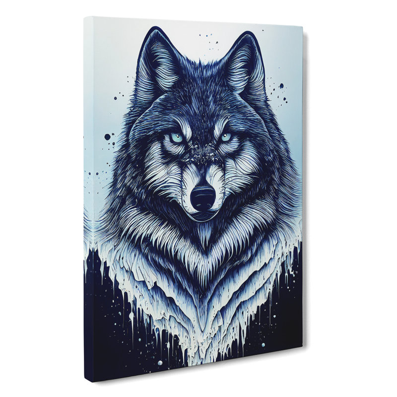 Winter Wolf Art No.3 - Wall Art, Wrapped Canvas, No Matte, 50cm H x 35cm W x 3cm D