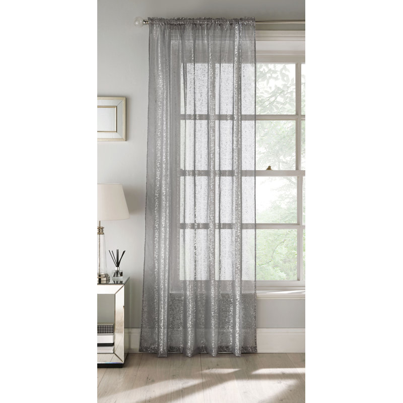 Child Sheer Curtain Single Panel, Grey, Width 140 x Drop 122cm