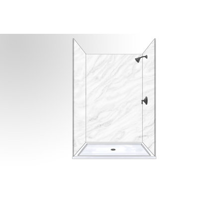 Bordure de panneau de douche en composite à trois parois l 60 po x H 80 po x P 36 po Polymarm - paroi arrière transparente 60 po