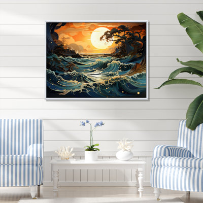 «Coastal Shimmering Tides Pink II», reproduction sur toile encadrée