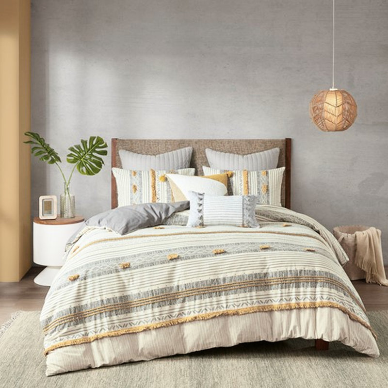 Housse de couette en coton de style décontracté avec fermeture à boutons cachés