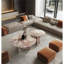Ensemble de tables basses gigognes en marbre rosé avec tables rondes, centre de table polyvalent dans un style minimaliste