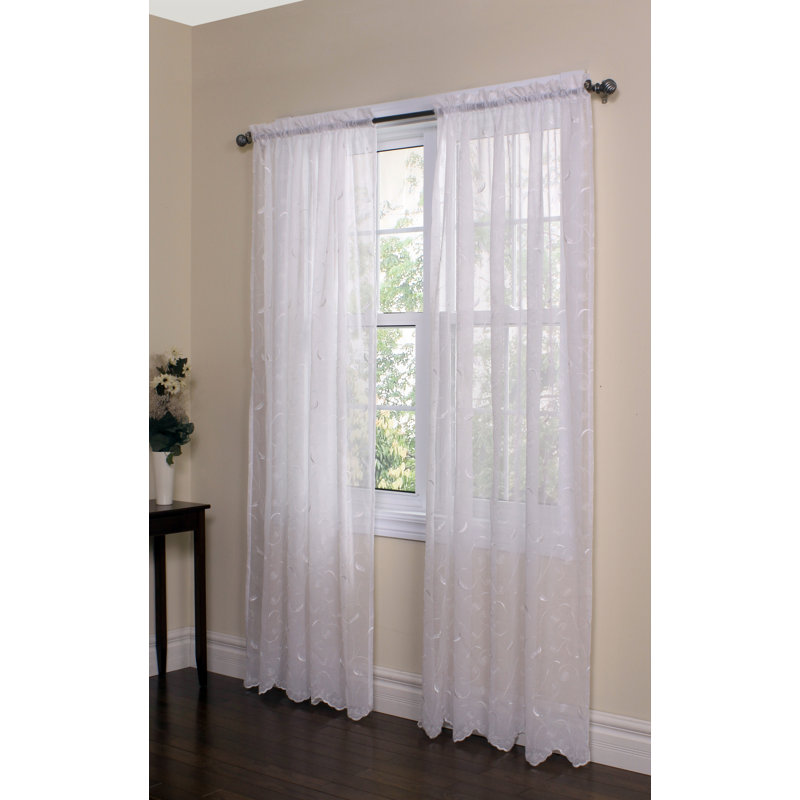 Rideau simple Andelle, Blanc, l 54 po x L 96 po