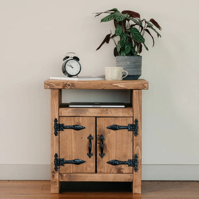 Blende Solid Wood End Table, Medium Oak