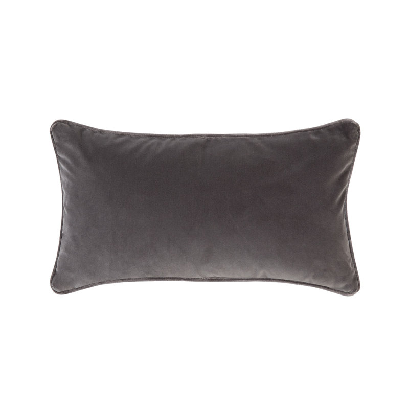 DIVAN Velvet Pillow Cover & Insert, Gray, Rectangle 13"H x 22"W