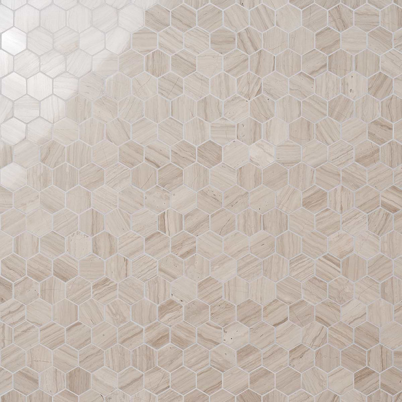 Wooden 2" Hexagon Polished Marble Mosaic Tile
