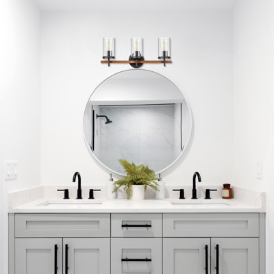 Oaklyn 3-Light Bathroom Vanity Light in Matte Black & Walnut