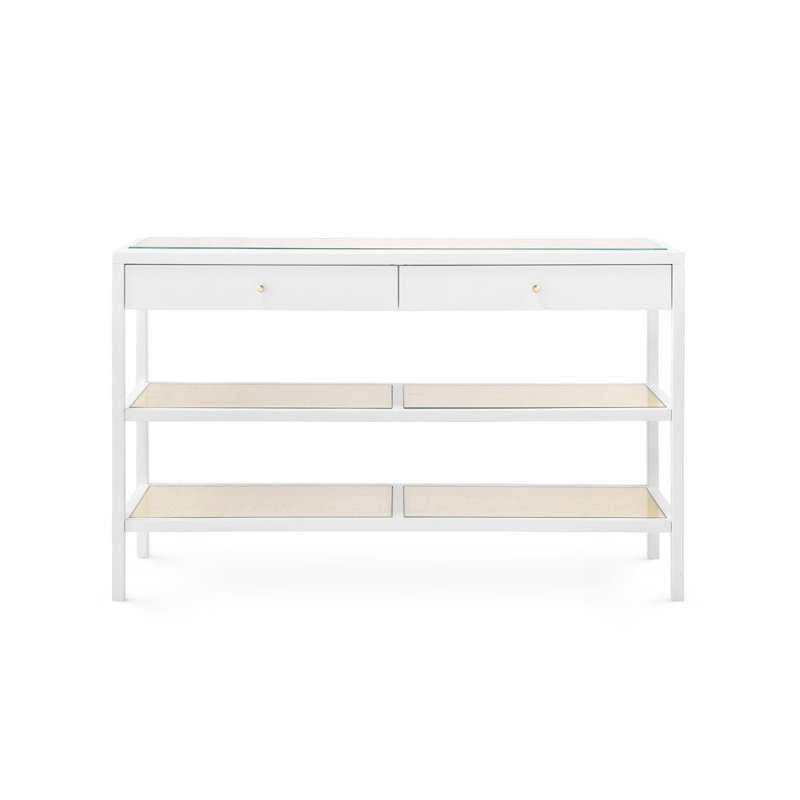 Caanan 48'' W Glass Console Table, Vanilla
