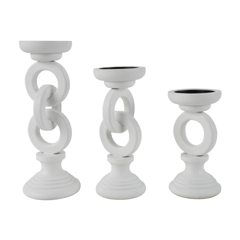 Ensemble de porte-bougie en bois, blanc